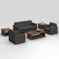 Luxury Modern Furniture Executive Reception Waiting Room Office Black Leather Sofas